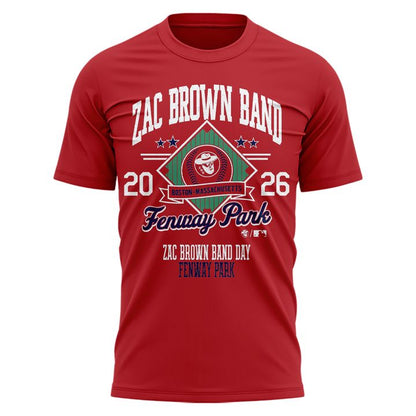 Zac Brown Band x Boston Red Sox Fenway Park - Love & Fear Tour Red Tee