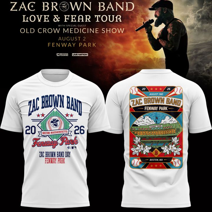 Zac Brown Band x Boston Red Sox Fenway Park - Love & Fear Tour White Tee