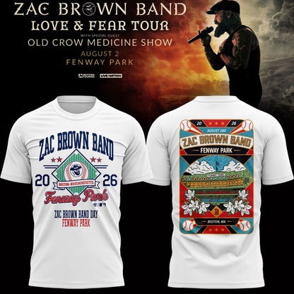 Zac Brown Band x Boston Red Sox Fenway Park - Love & Fear Tour White Tee