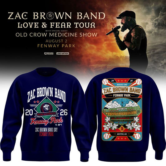 Zac Brown Band x Boston Red Sox Fenway Park - Love & Fear Tour Navy Sweatshirt