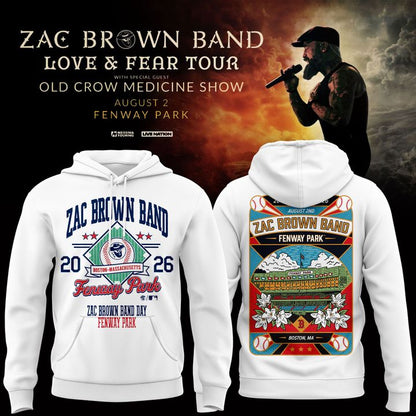 Zac Brown Band x Boston Red Sox Fenway Park - Love & Fear Tour White Hoodie