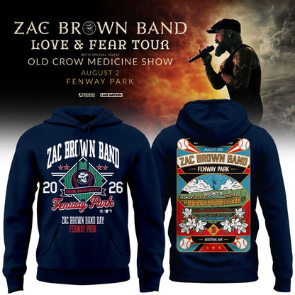 Zac Brown Band x Boston Red Sox Fenway Park - Love & Fear Tour Navy Hoodie
