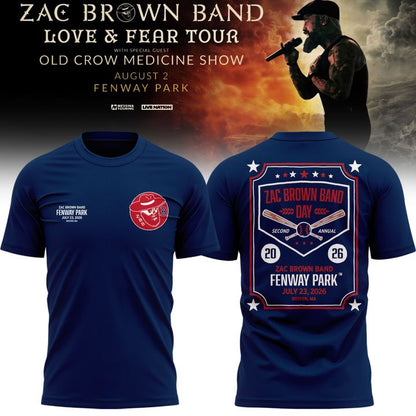 Zac Brown Band x Boston Red Sox Fenway Park - Love & Fear Tour Navy Tee