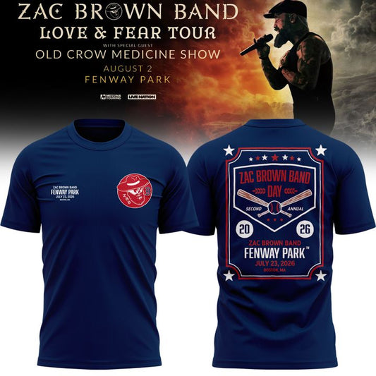 Zac Brown Band x Boston Red Sox Fenway Park - Love & Fear Tour Navy Tee