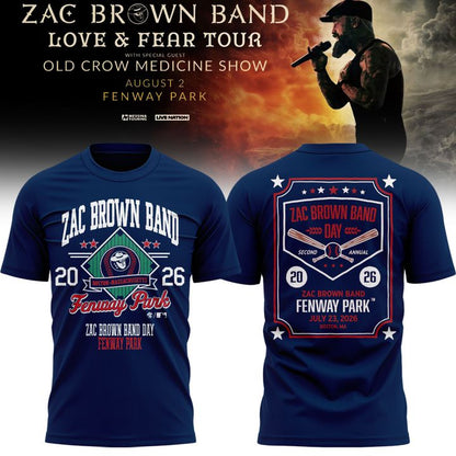 Zac Brown Band x Boston Red Sox Fenway Park - Love & Fear Tour Navy Tee