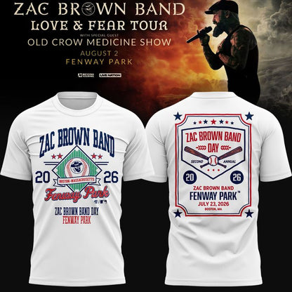 Zac Brown Band x Boston Red Sox Fenway Park - Love & Fear Tour White Tee