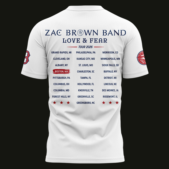Zac Brown Band X Boston Red Sox -Love & Fear Tour 2026 Tshirt