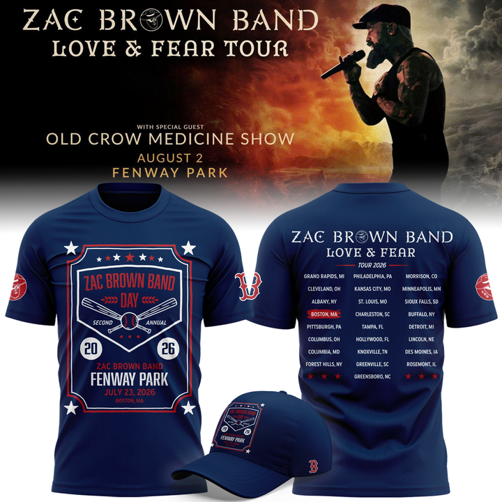 Zac Brown Band X Boston Red Sox -Love & Fear Tour 2026 Tshirt