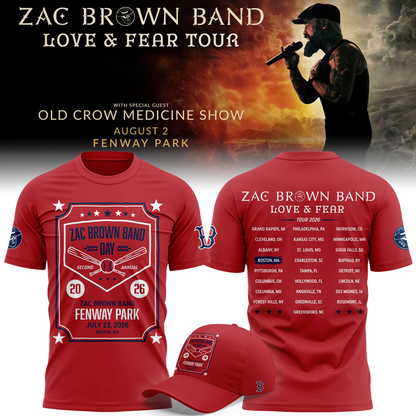 Zac Brown Band X Boston Red Sox -Love & Fear Tour 2026 Tshirt