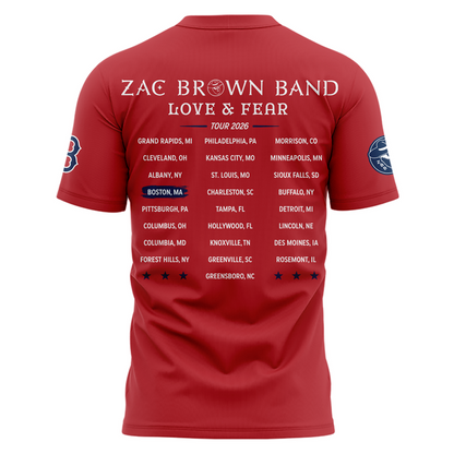 Zac Brown Band X Boston Red Sox -Love & Fear Tour 2026 Tshirt