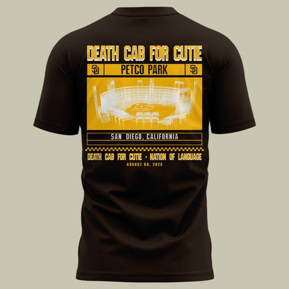 Death Cab for Cutie: I Built You A Tower World Tour x San Diego Padres Brown Tshirt