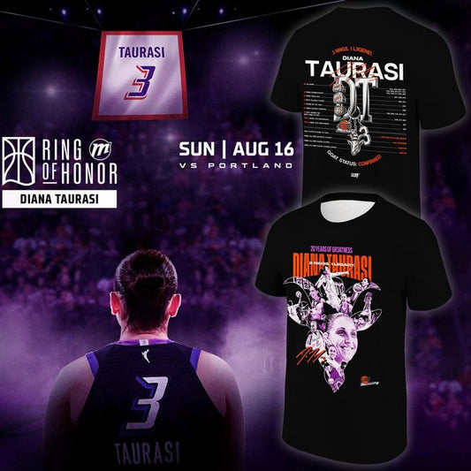 2026 Exclusive Diana Taurasi’s T-Shirt Black Signature Print for Phoenix Mercury fans