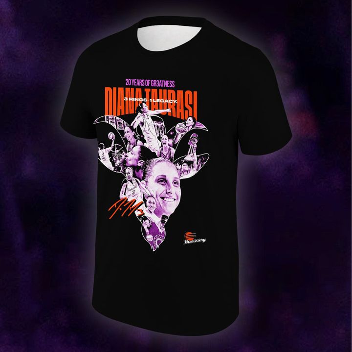 2026 Exclusive Diana Taurasi’s T-Shirt Black Signature Print for Phoenix Mercury fans