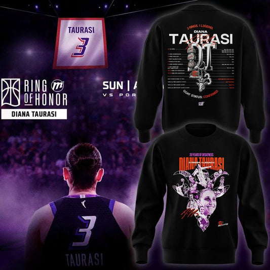 2026 New Diana Taurasi’s Sweatshirt Black Signature Print for Phoenix Mercury fans