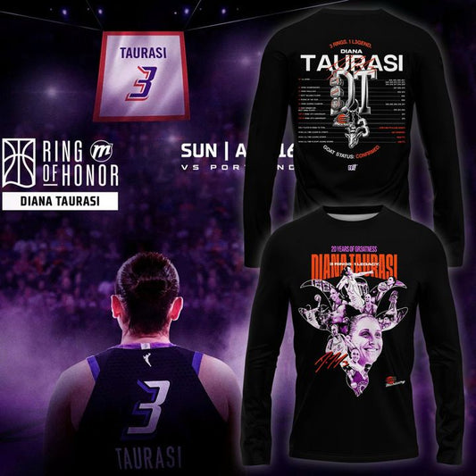 2026 New Diana Taurasi’s Long Sleeve Black Signature Print for Phoenix Mercury fans