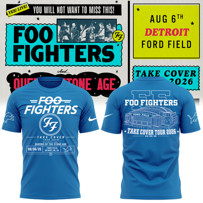1. Foo Fighters Detroit Take Cover Tour 2026 T-Shirt