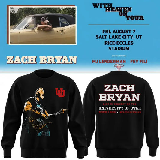Black Sweatshirt Zach Bryan - Salt Lake City, UT Event Sweatshirt