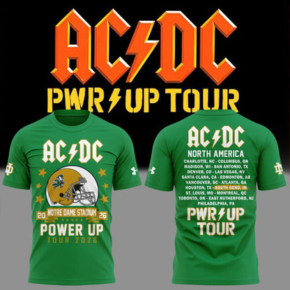 Exclusive Notre Dame Football x AC/DC - Power Up Tour 2026 T-Shirt