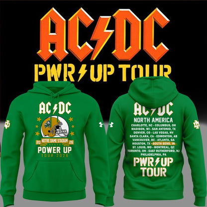 New Hoodie Notre Dame Football x AC/DC - Power Up Tour 2026 Hoodie