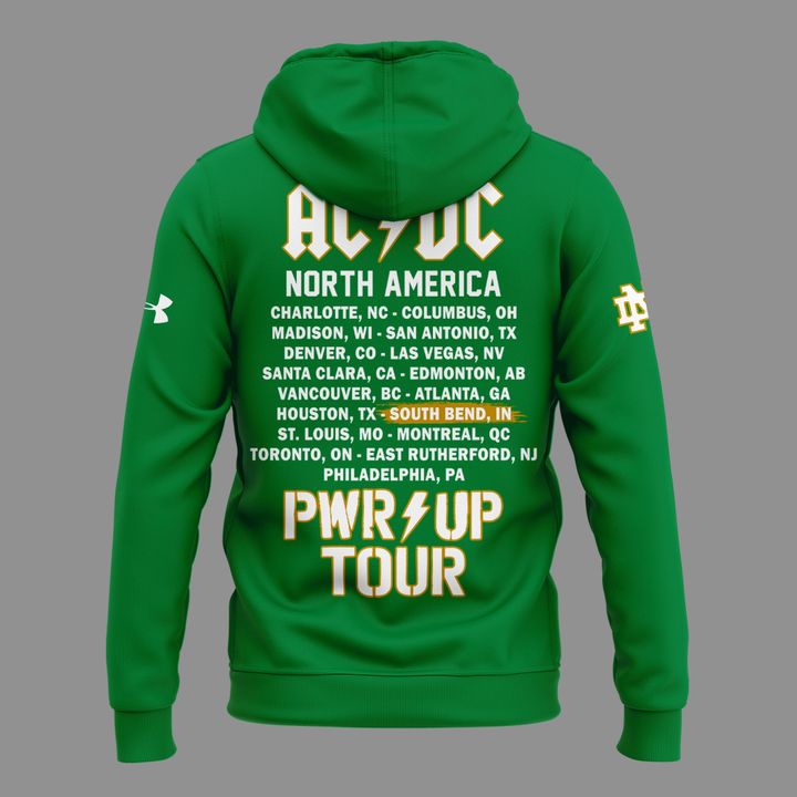 New Hoodie Notre Dame Football x AC/DC - Power Up Tour 2026 Hoodie