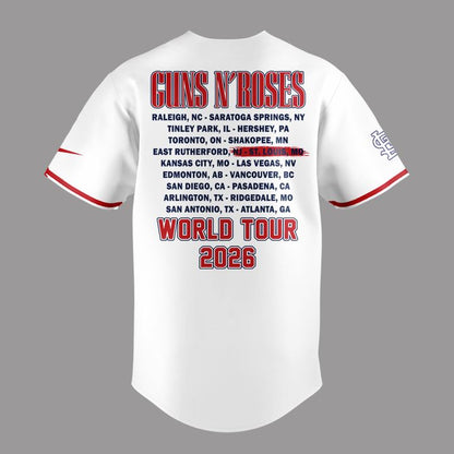 White Baseball Jersey Guns N' Roses x St. Louis Cardinals - World Tour 2026 Baseball Jersey