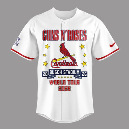 White Baseball Jersey Guns N' Roses x St. Louis Cardinals - World Tour 2026 Baseball Jersey
