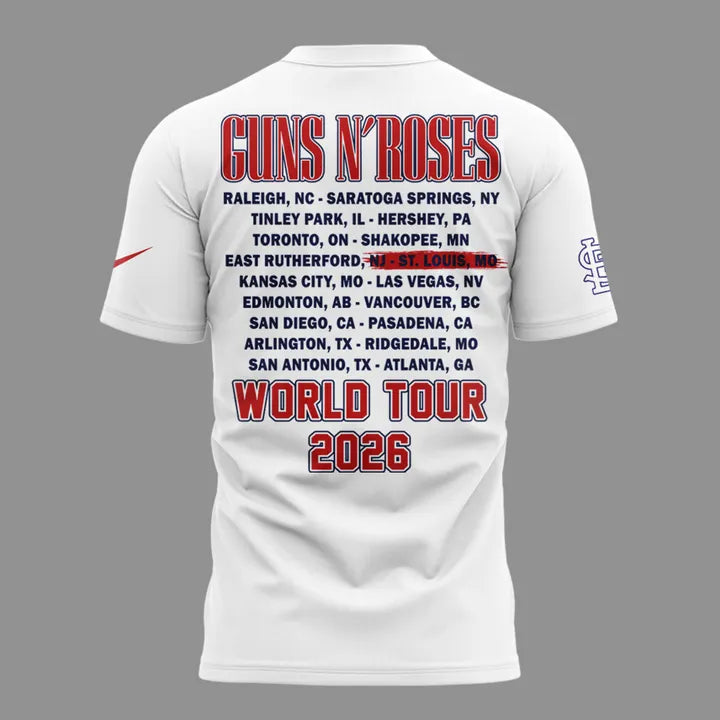 Special White Shirt Guns N' Roses x St. Louis Cardinals - World Tour 2026 T-Shirt