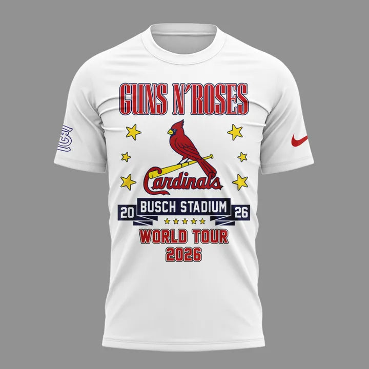 Special White Shirt Guns N' Roses x St. Louis Cardinals - World Tour 2026 T-Shirt