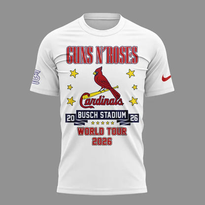 New White Shirt Guns N' Roses x St. Louis Cardinals - World Tour 2026 T-Shirt