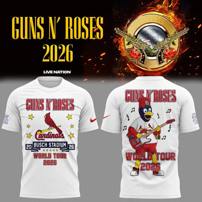 New White Shirt Guns N' Roses x St. Louis Cardinals - World Tour 2026 T-Shirt