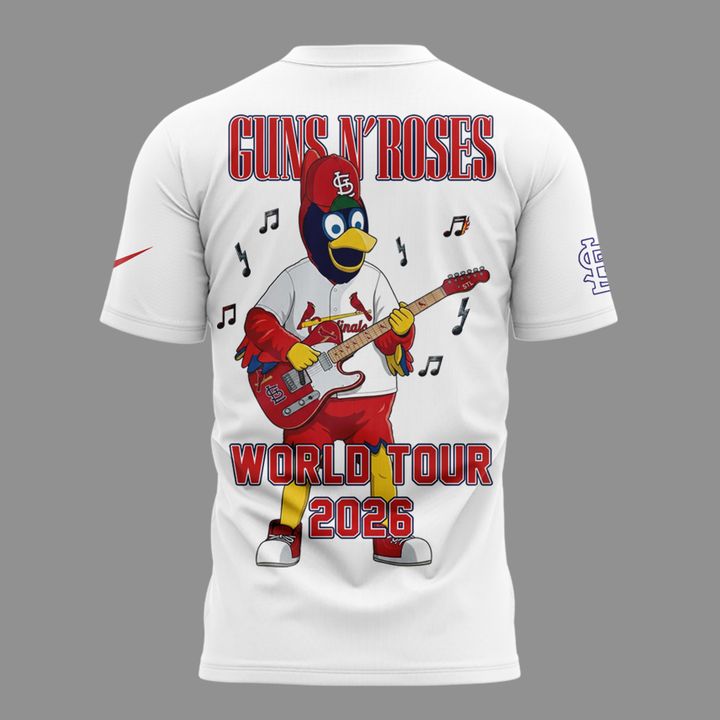 New White Shirt Guns N' Roses x St. Louis Cardinals - World Tour 2026 T-Shirt