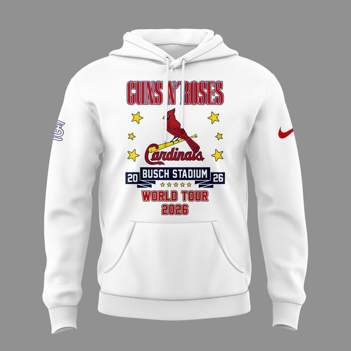 Special White Hoodie Guns N' Roses x St. Louis Cardinals - World Tour 2026 Hoodie