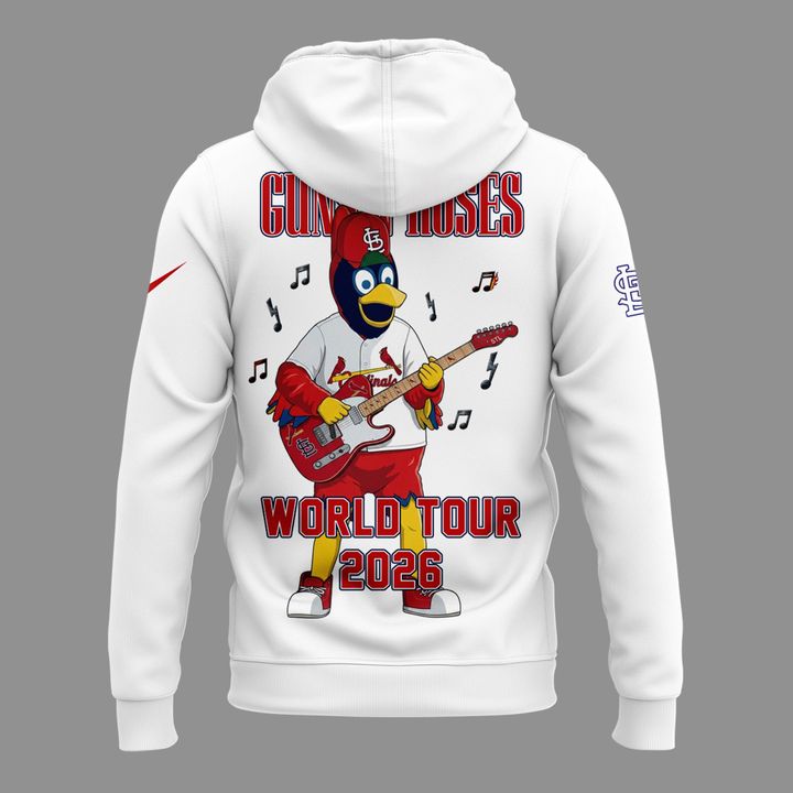 Special White Hoodie Guns N' Roses x St. Louis Cardinals - World Tour 2026 Hoodie
