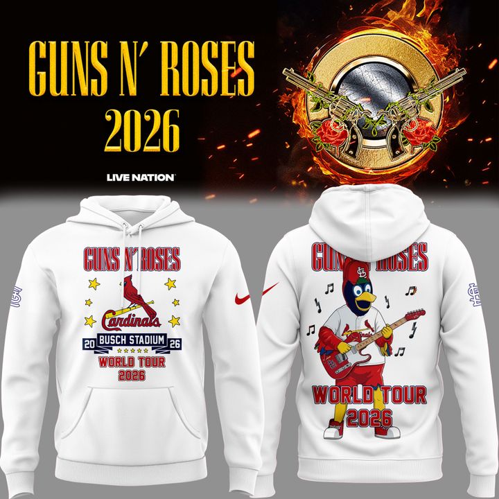 Special White Hoodie Guns N' Roses x St. Louis Cardinals - World Tour 2026 Hoodie