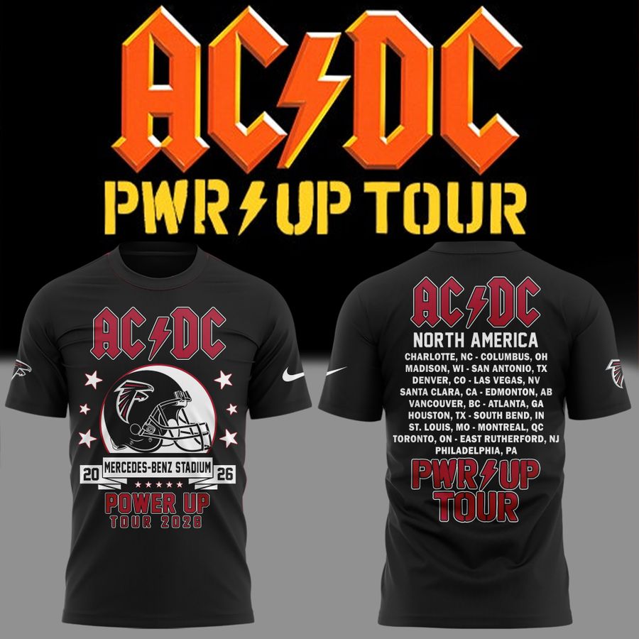 Black Shirt AC/DC x Atlanta Falcons - Power Up Tour 2026 T-Shirt