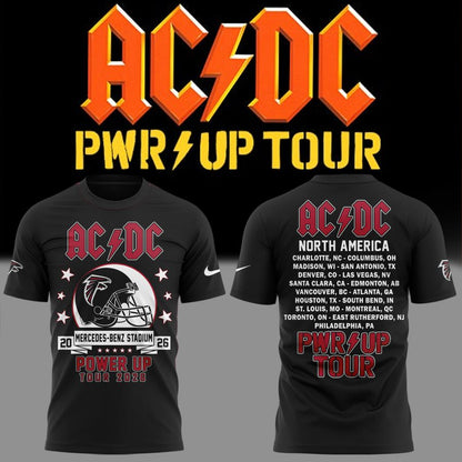 Black Shirt AC/DC x Atlanta Falcons - Power Up Tour 2026 T-Shirt