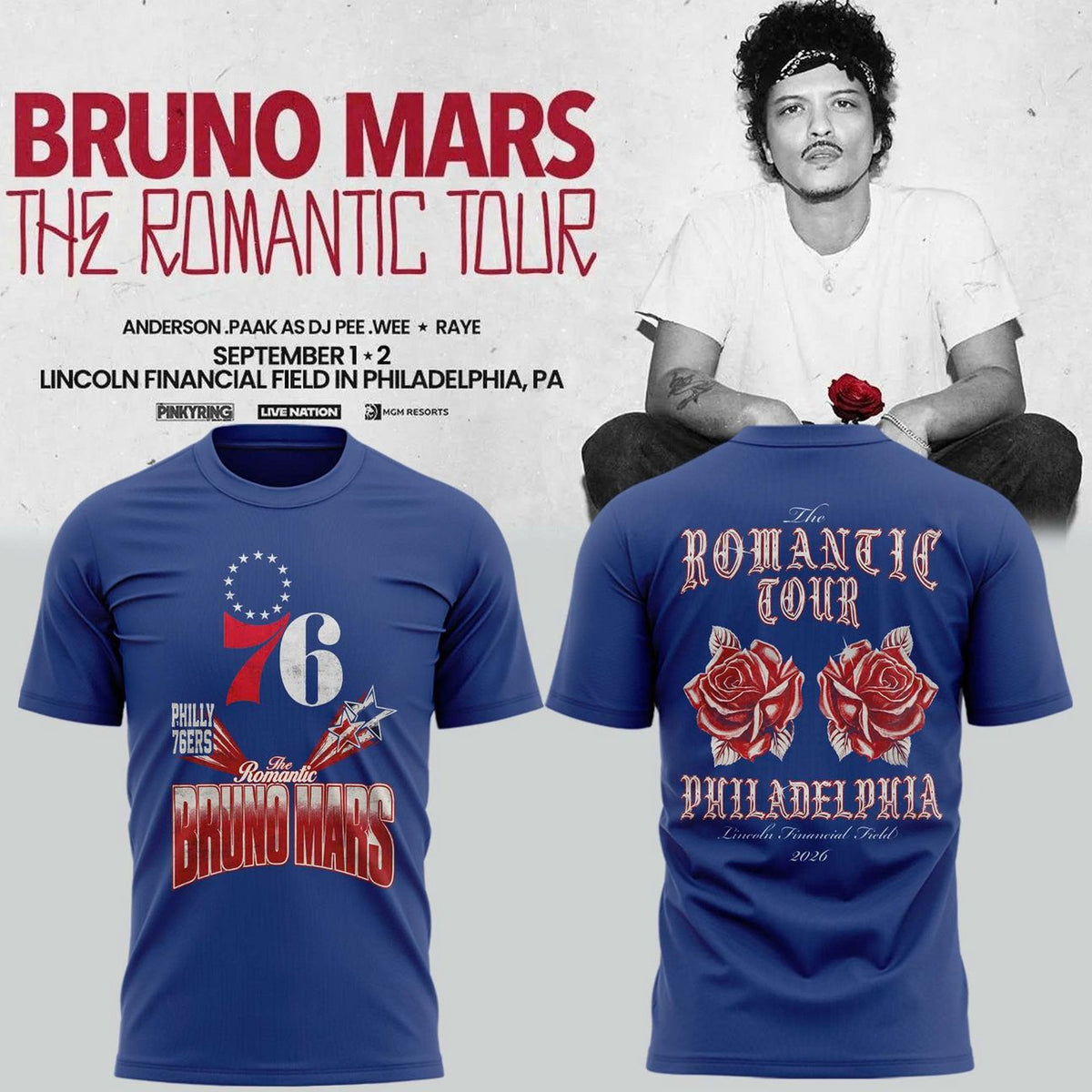 Special 2026 Bruno Mars x Philadelphia 76ers T-Shirt