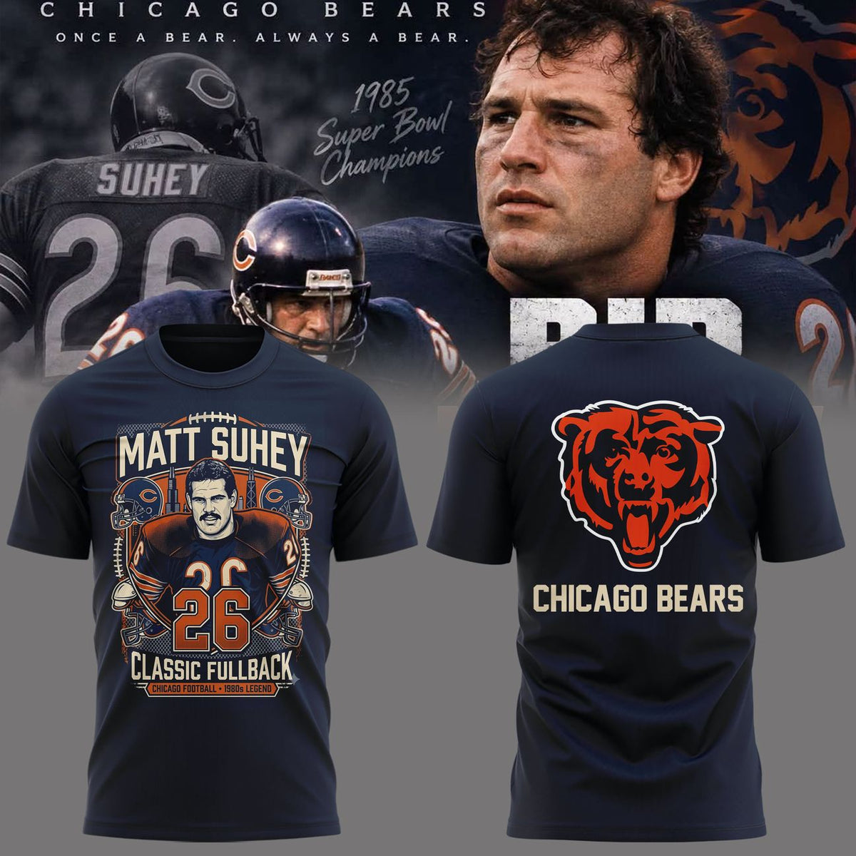011. Matt Suhey - Chicago Bears Always and Forever - Thank You For Your Memories T-Shirt