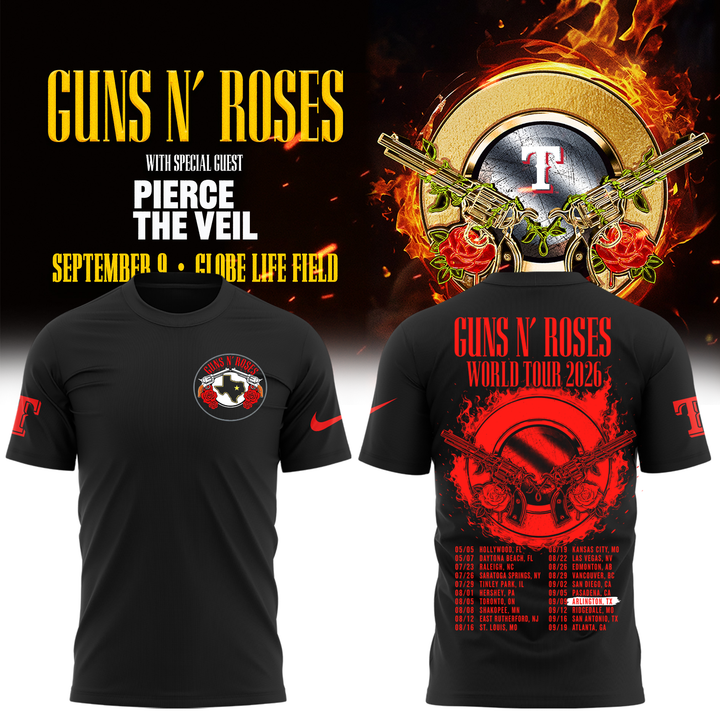 Guns N’ Roses x Texas Rangers Globe Life Field 2026 Tour T-Shirt