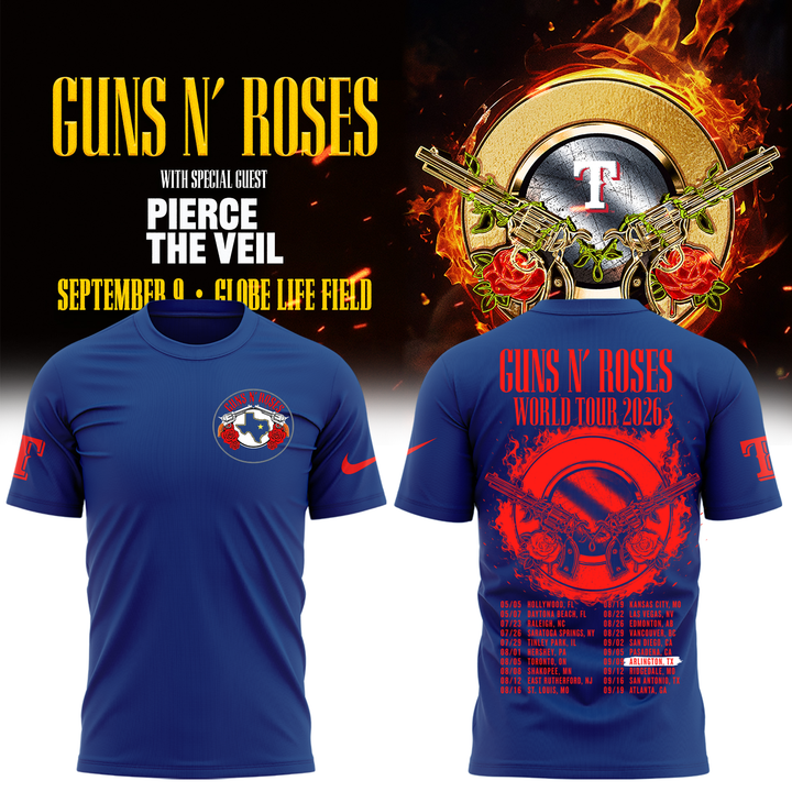 Guns N’ Roses x Texas Rangers Globe Life Field 2026 Tour T-Shirt