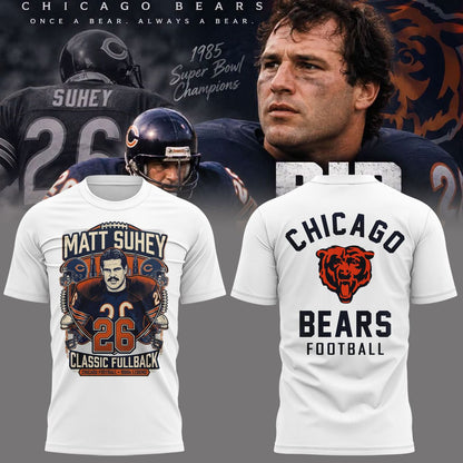 008. White Shirt Matt Suhey - Chicago Bears Always and Forever - Thank You For Your Memories T-Shirt