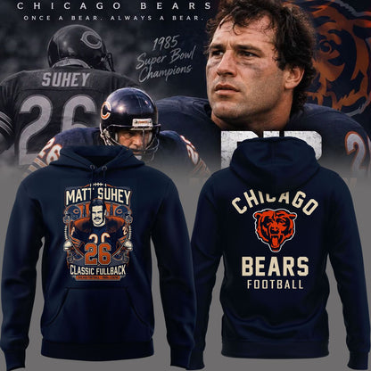 014. Navy Hoodie Matt Suhey - Chicago Bears Always and Forever - Thank You For Your Memories Hoodie