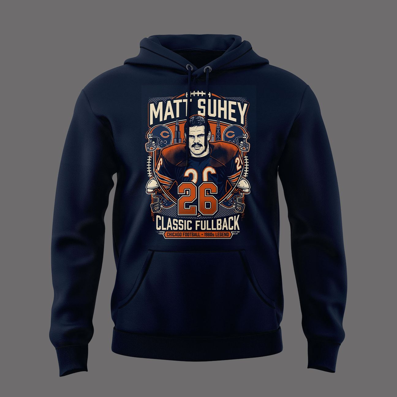014. Navy Hoodie Matt Suhey - Chicago Bears Always and Forever - Thank You For Your Memories Hoodie