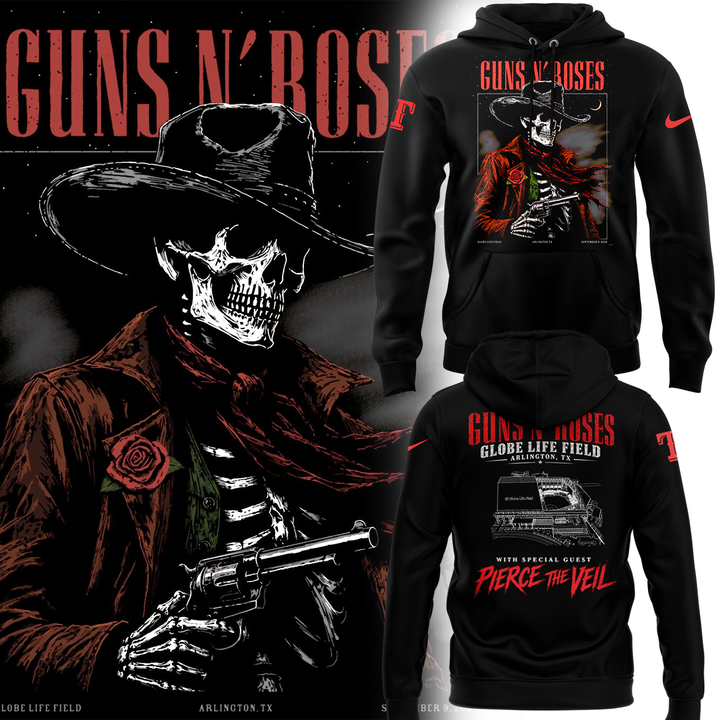 Guns N’ Roses x Texas Rangers Globe Life Field 2026 Tour Hoodie