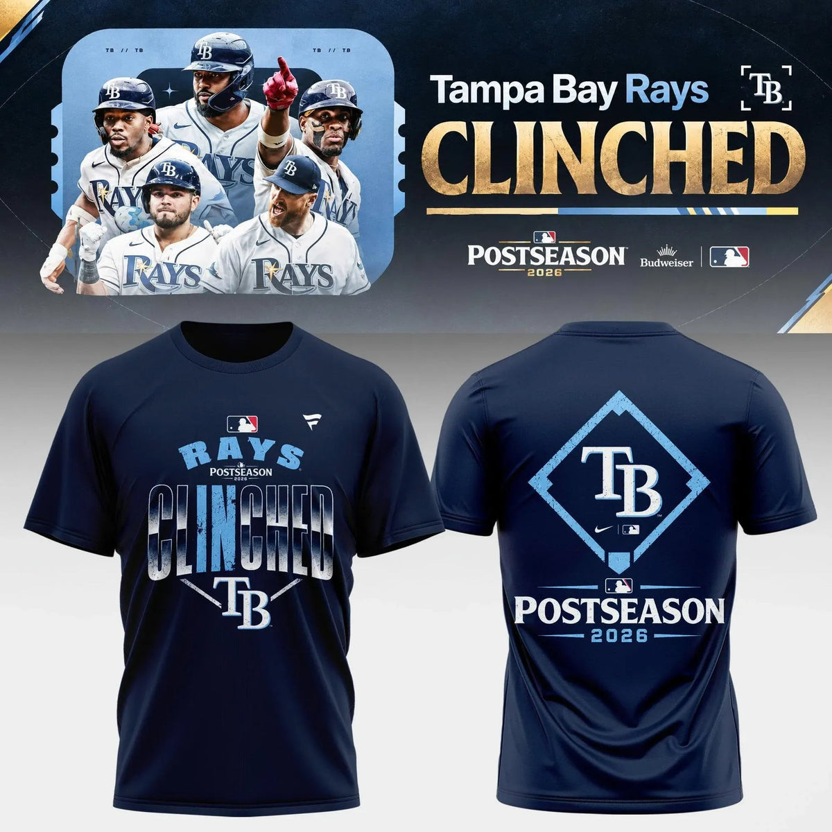 Limited Edition Tampa Bay Rays Postseason 2026 Clinched T-shirt
