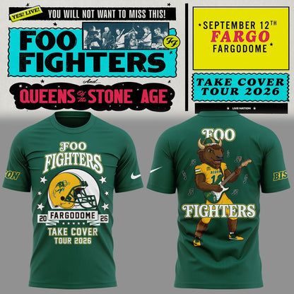 Limited Edition Foo Fighters x NDSU Football - Take Cover Tour 2026 T-Shirt