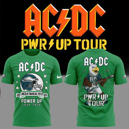 Green Shirt AC/DC x Philadelphia Eagles - POWER UP TOUR 2026 T-Shirt