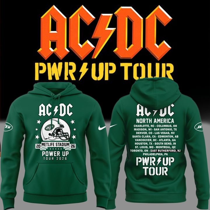 Limited Edition AC/DC x New York Jets - POWER UP TOUR 2026 Hoodie