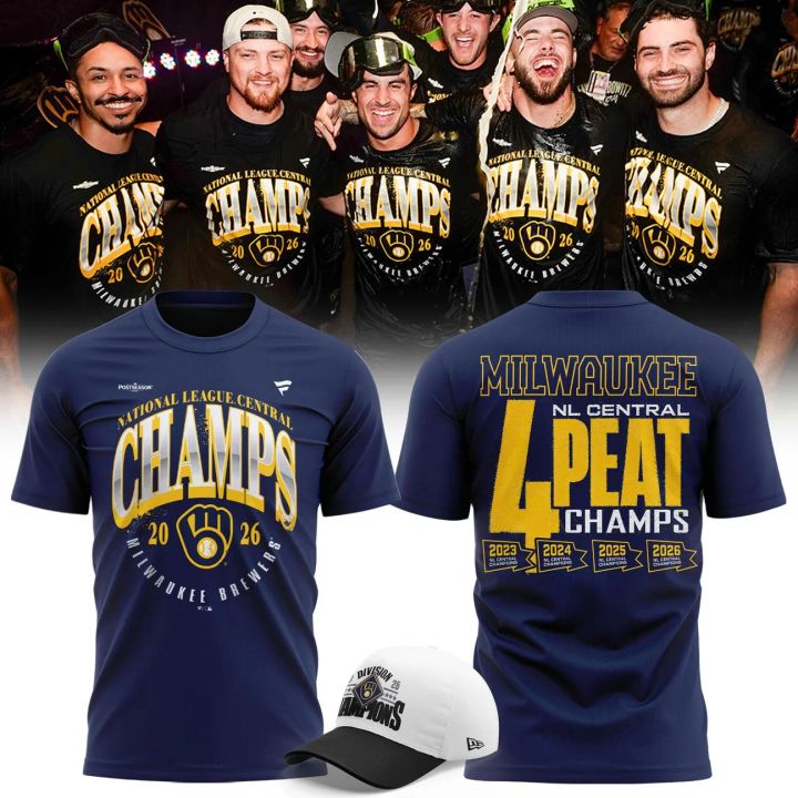 (Adult & Kid) Milwaukee Brewers Fanatics Navy 2026 NL Central Division Champions Locker Room T-Shirt