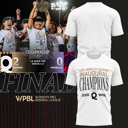 Los Angeles Queens 2026 WPBL Championship White T-Shirt